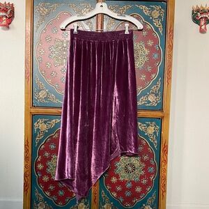 Alice + Olivia Velvet Asymmetrical Skirt in Rich Boysenberry